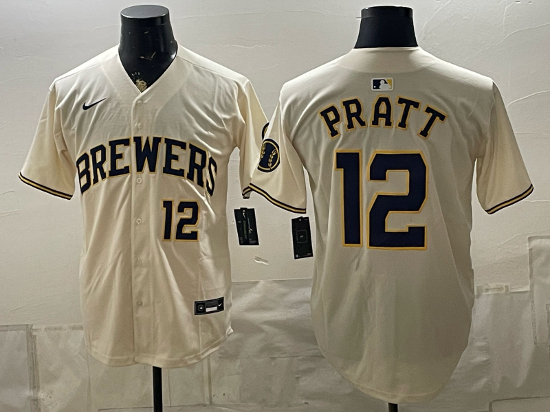 Men 2026 Milwaukee Brewers #12 Pratt cream Game Nike MLB Jersey 082203->milwaukee brewers->MLB Jersey